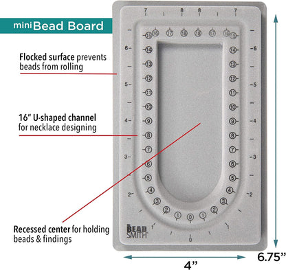 Beadsmith Mini Bead Board – Grey Flocked Jewellery Design Board (16″ U-Channel)