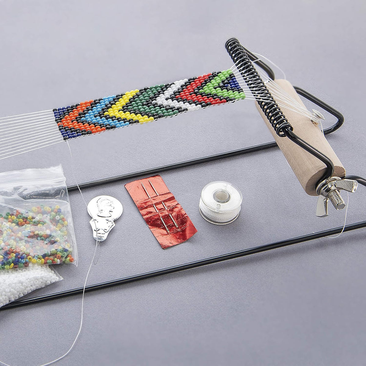 Beadsmith Metal Bead Loom Kit - Complete Set with Beads, Needles, & Patterns - 12.5"