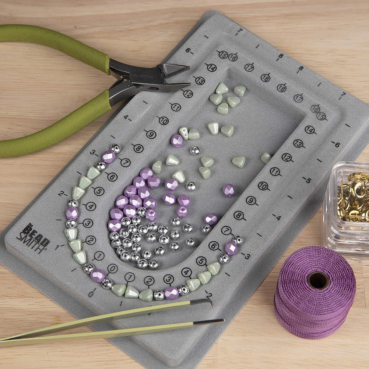 Beadsmith Mini Bead Board – Grey Flocked Jewellery Design Board (16″ U-Channel)