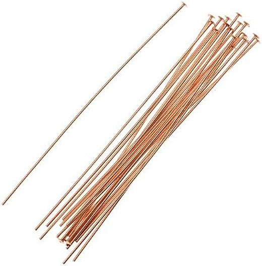 14K rose gold filled head pins, 2 inches, 24 gauge, pack of 20