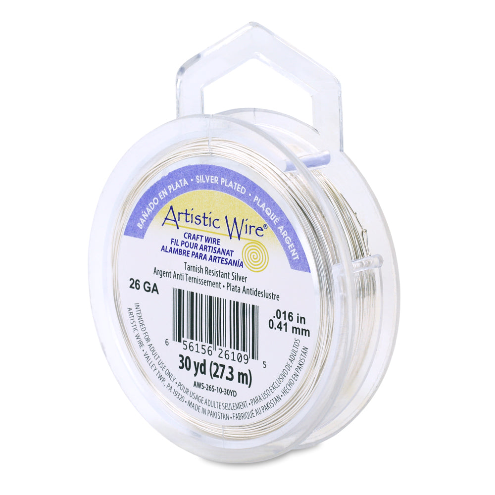 Artistic Wire 26 Gauge Tarnish Resistant Silver Plated Coloured Copper Wire – 30yd Spool