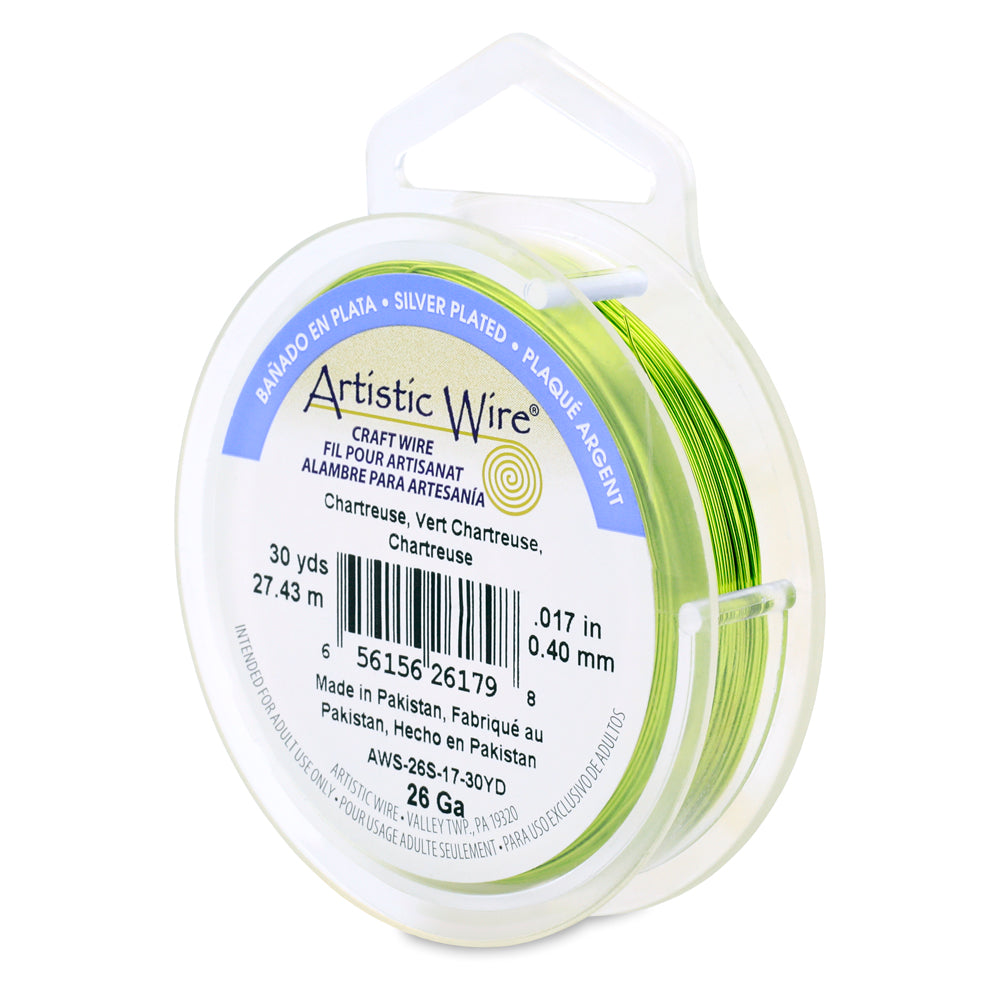 Artistic Wire 26 Gauge Tarnish Resistant Silver Plated Coloured Copper Wire – 30yd Spool