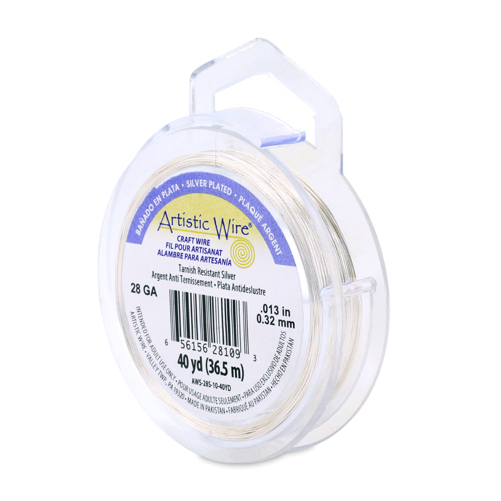 Artistic Wire 28 Gauge Tarnish Resistant Silver Plated Coloured Copper Wire – 40yd Spool