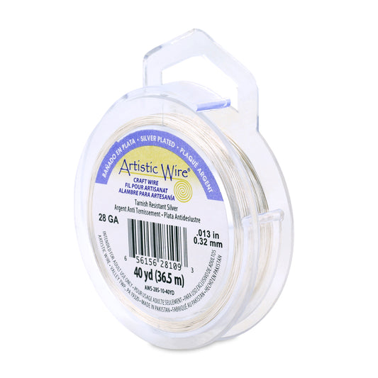 Artistic Wire 28 Gauge Tarnish Resistant Silver Plated Coloured Copper Wire – 40yd Spool