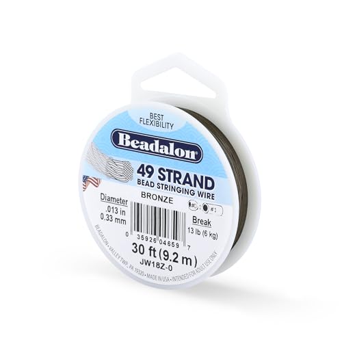 Beadalon 49 Strand Beading Wire Bronze 0.33mm – Nylon Coated Stainless Steel for Jewellery Making