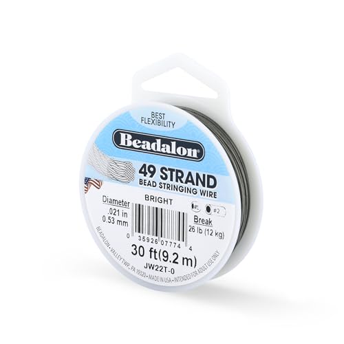 Beadalon 49 Strand Beading Wire Bright 0.53mm – Nylon Coated Stainless Steel for Jewellery Making