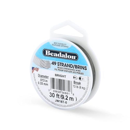 Beadalon 9.2 m Reel 0.33 mm Diameter 49 Strand Wire, Bright