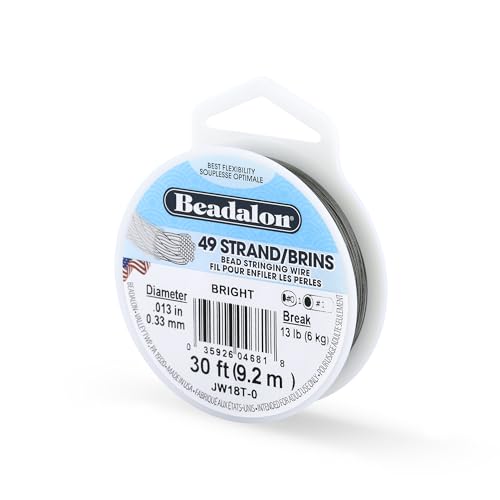 Beadalon 49 Strand Beading Wire Bright 0.33mm – Nylon Coated Stainless Steel for Jewellery Making
