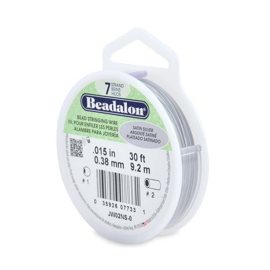 Beadalon Stringing Wire 7-Strand .015-inch x 30'-Satin Silver
