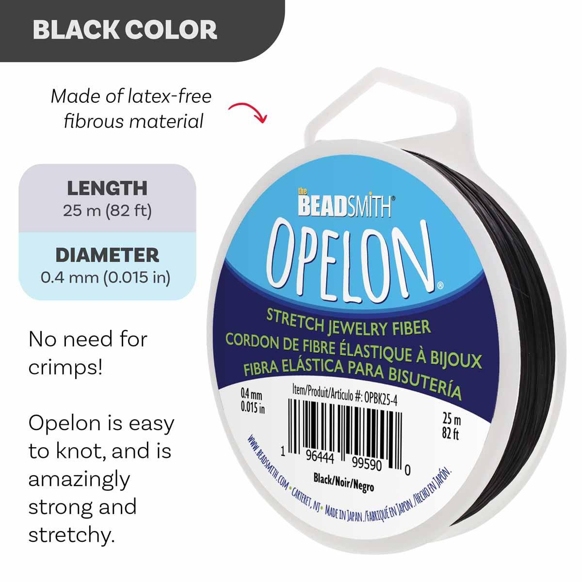 Beadsmith Opelon Stretch Cord Black 0.4mm – 25m