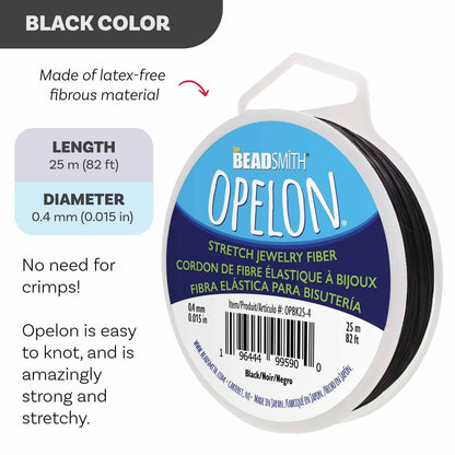 Beadsmith Opelon Stretch Cord Black 0.4mm – 25m