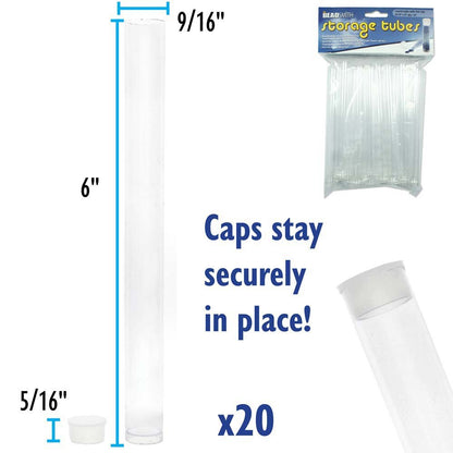 Beadsmith Clear Storage Tubes 6in – Pack of 20