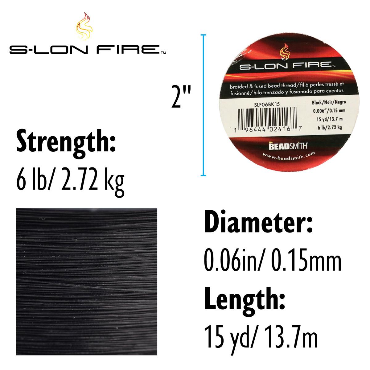 Beadsmith S-Lon Fire Thread 6lb Black – 15yd