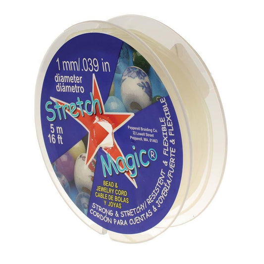 Stretch Magic Elastic Beading Cord – Pearl, 1mm × 5m (16.4 ft)