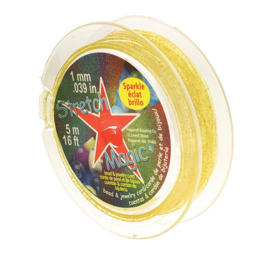Stretch Magic Elastic Beading Cord – Gold Sparkle, 1mm × 5m (16.4 ft)