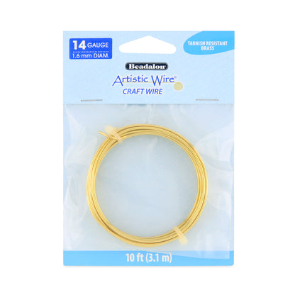 Artistic Wire 14 Gauge Tarnish-Resistant Brass Craft Wire – 10 ft for jewellery making