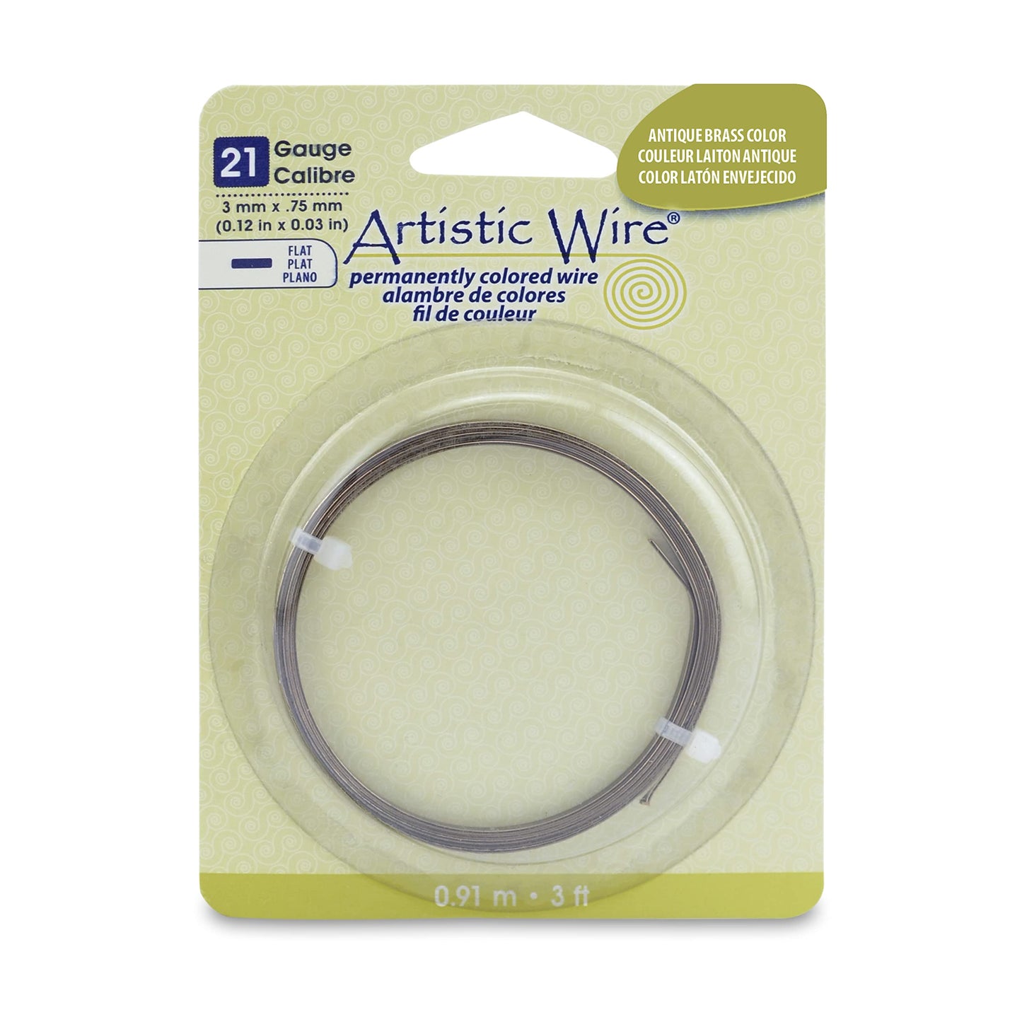 Artistic Wire 21GA Flat Antique Brass Craft Wire 3ft