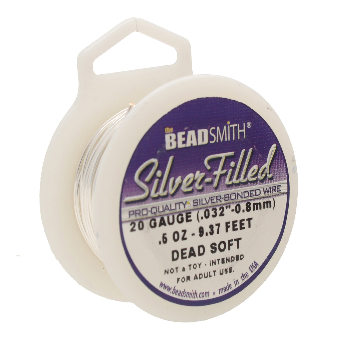 Beadsmith silver filled wire, 20 gauge, dead soft, 0.5 oz spool
