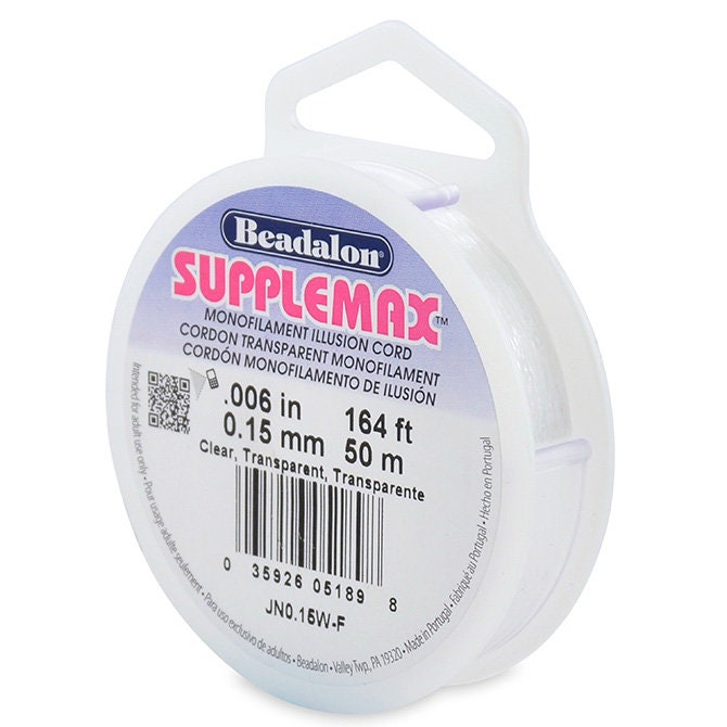 Beadalon SuppleMax Illusion Beading Cord - Transparent / 0.15 mm / .006 in - 50 m / 164 ft