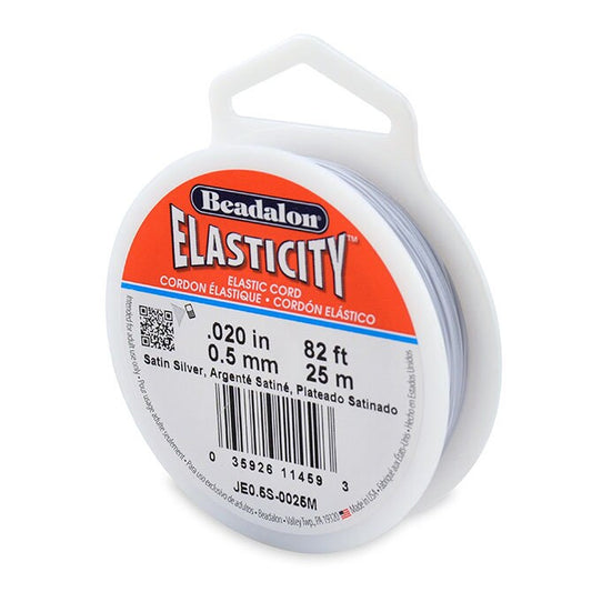 Beadalon Elasticity - Satin Silver - 0.5mm - 25m Length for jewellery making