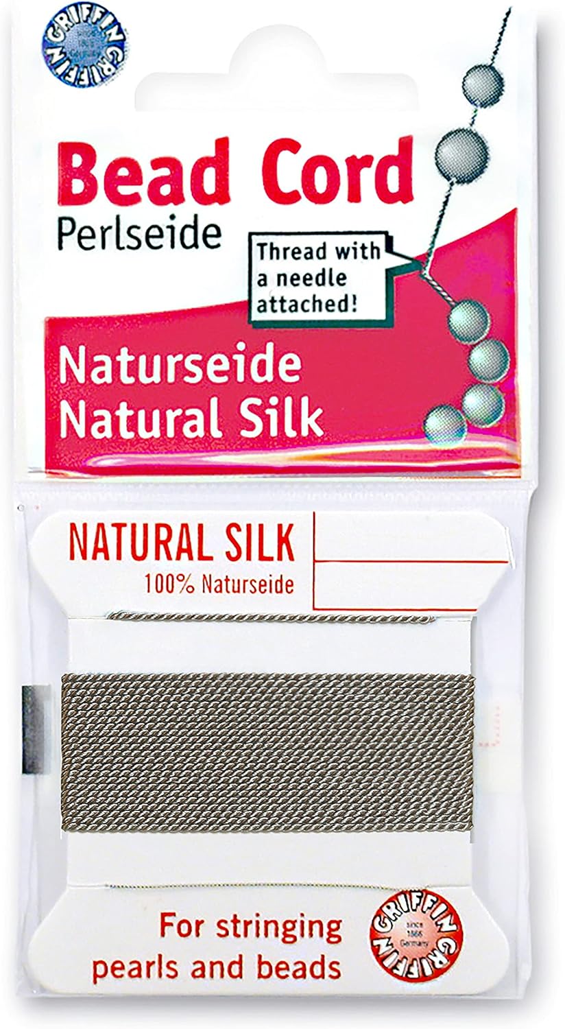 Natural Silk Bead Cord .6mmX2m-Grey