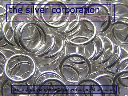 925 sterling silver open jump rings, 6mm