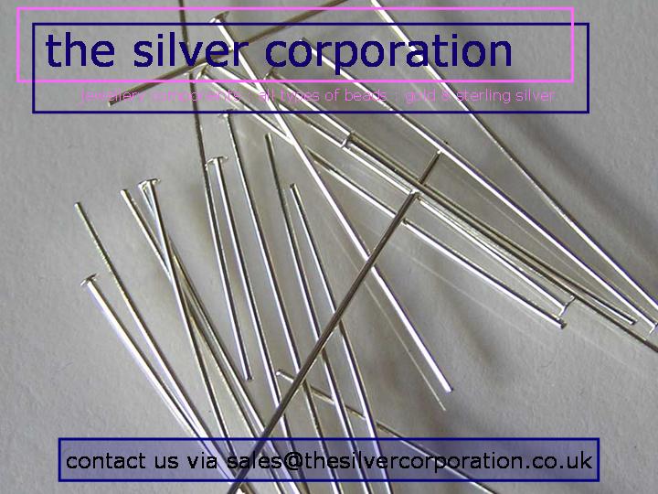 Sterling silver flat-ended head pins, 24 gauge, 25mm (1 inch)
