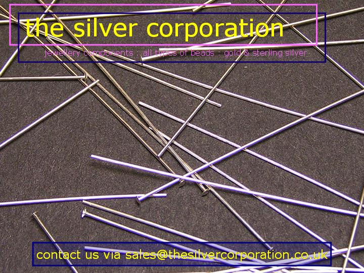 Sterling silver flat-ended head pins, 24 gauge, 50mm (2 inch)