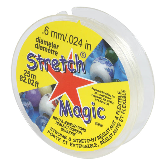 Stretch Magic Elastic Beading Cord – Clear Color, 0.6mm in Diameter, 25-Meter (82 ft) - Easy to Knot, Strong & Stretchy String for Making Beaded Jewelry