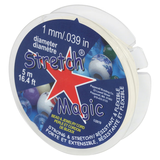 Stretch Magic Elastic Beading Cord – Pearl Color, 1mm in Diameter, 5-Meter (16.4 ft) - Easy to Knot, Strong & Stretchy String for Making Beaded Jewelry