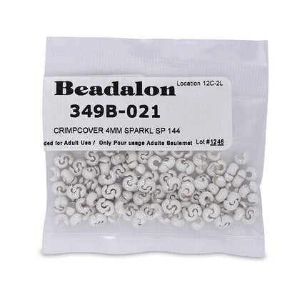 Beadalon Crimp Cover 4mm Sparkle Silver Plated - Pk 144