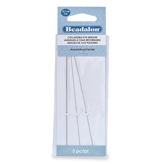 Beadalon 5-inch 3-Piece Collapsible Eye Needles, Assorted