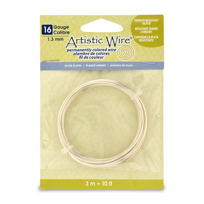 Artistic Wire-Non-Tarnish Silver-16 Gauge, 10', Copper, Nt Silver