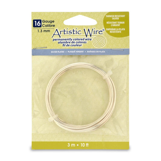 Artistic Wire-Non-Tarnish Silver-16 Gauge, 10', Copper, Nt Silver