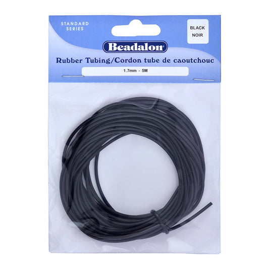 Beadalon 1.7 mm 5 m Rubber Tubing, Black