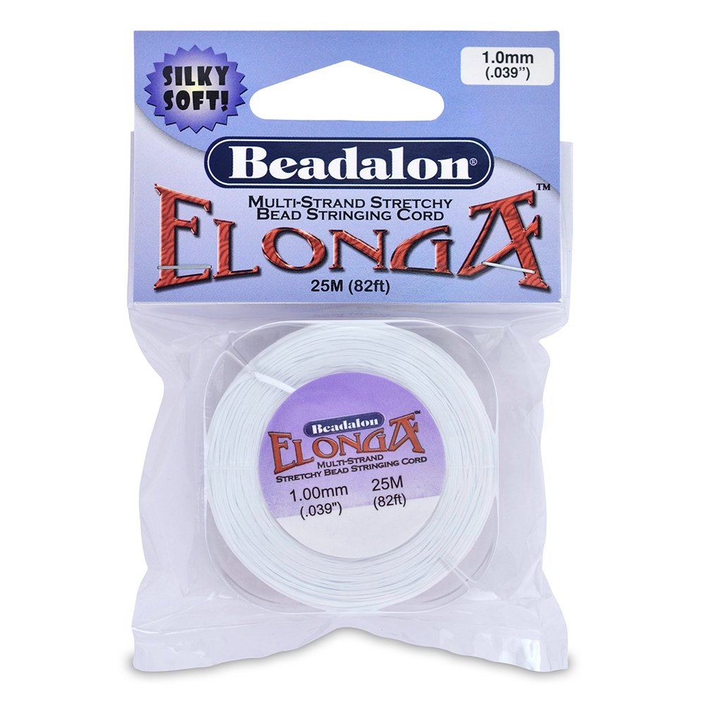 Beadalon Elonga multi-strand stretchy bead stringing cord, 1.0mm (.039") diameter, 25M (82ft) length.