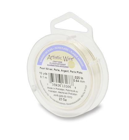 Artistic Wire Plated Tarnish Resistant Colored Copper Craft Wire, Pearl Silver, 22 Gauge, 10 yd