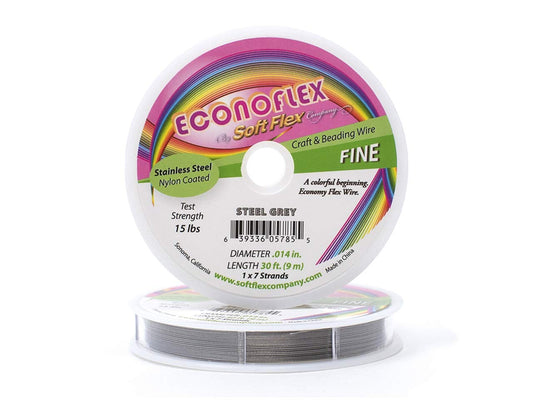 Econoflex Beading Wire by Soft Flex .014 Inch30 Feet Steel Grey