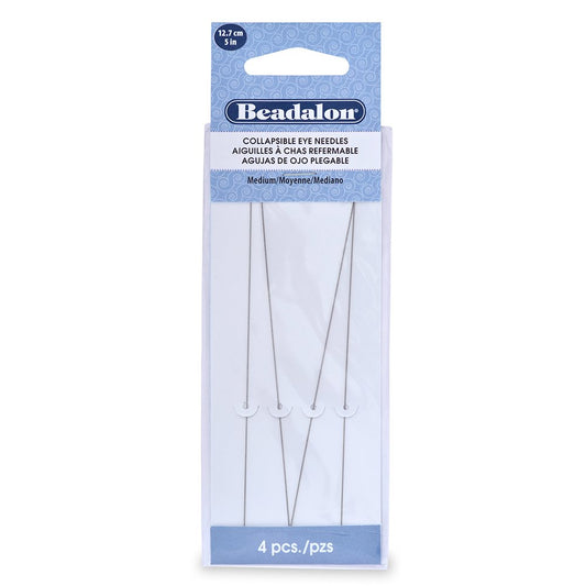 Beadalon 5-inch Medium Collapsible Eye Needles, Pack of 4