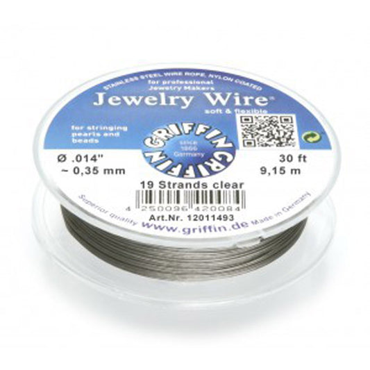 Griffin beading wire 0.35 mm nylon coated stainless steel 9.15m.