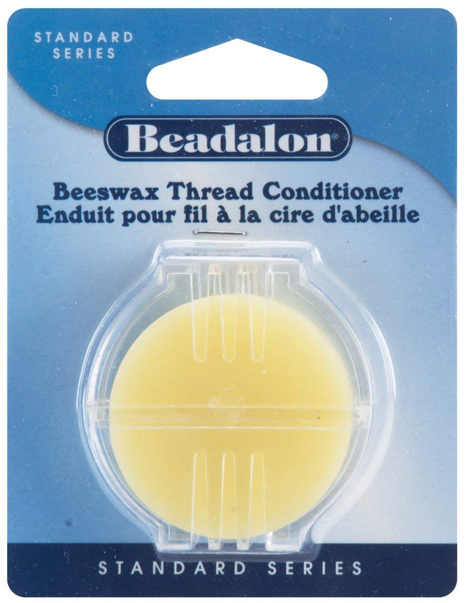 Beadalon Beeswax Thread Conditioner. Yellow beeswax in a clear plastic case. Useful for sewing and needlework.