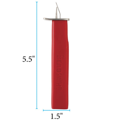 Beadsmith bead reamer with a red handle, dimensions 5.5 x 1.5 inches, jewelry making tool.