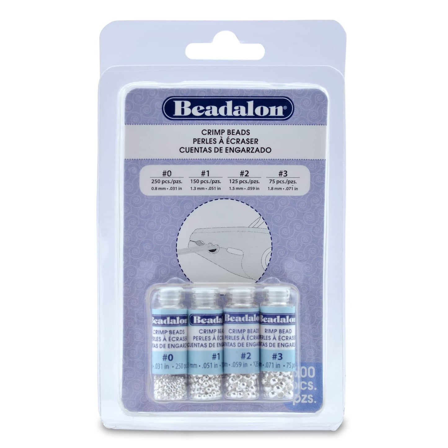 Beadalon Crimp Bead Variety Pack #0-3 Silver, Plated, 600-Piece (Parent)