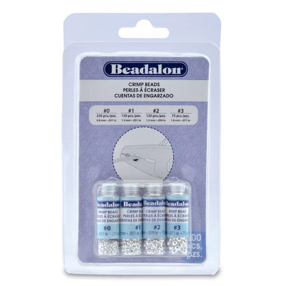 Beadalon Crimp Bead Variety Pack #0-3 Silver, Plated, 600-Piece (Parent)