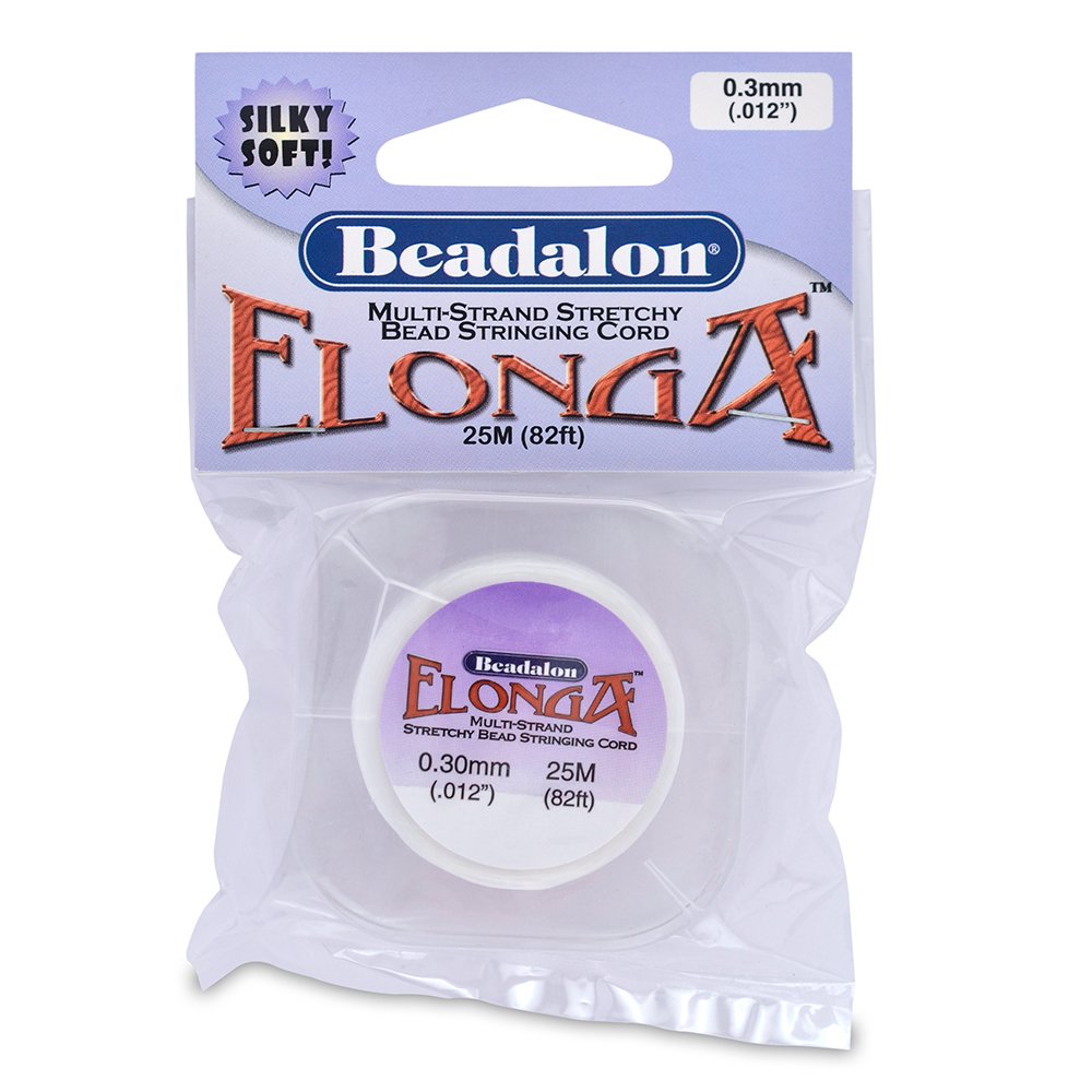 Beadalon Elonga stretchy bead cord, 0.3mm, 25M (82ft). Multi-strand, silky soft for jewelry making.