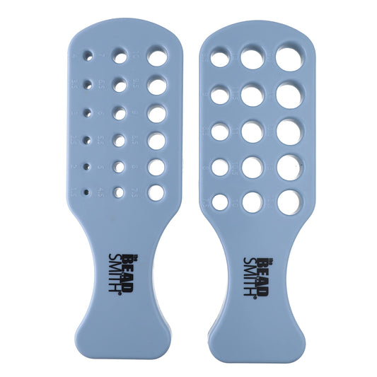 Beadsmith graduated hole bead size gauge tool with holes from 1.5mm to 14.5mm. 