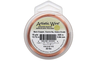 Artistic Wire 22 Gauge, Bare Copper, 15 Yard Spool