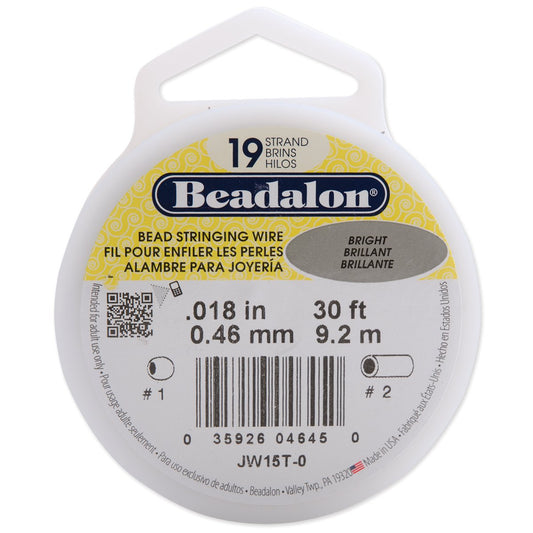 Beadalon Stringing Wire 19-Strand .018" X30'-Bright