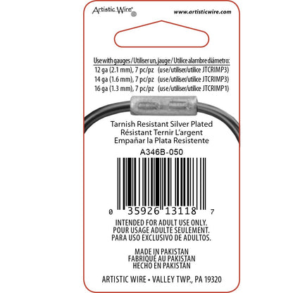 Artistic Wire Large Gauge Crimp Tubes Variety Pack, Tarnish Resistant Silver Plated, for 12, 14, 16 ga Wire, 21 pc