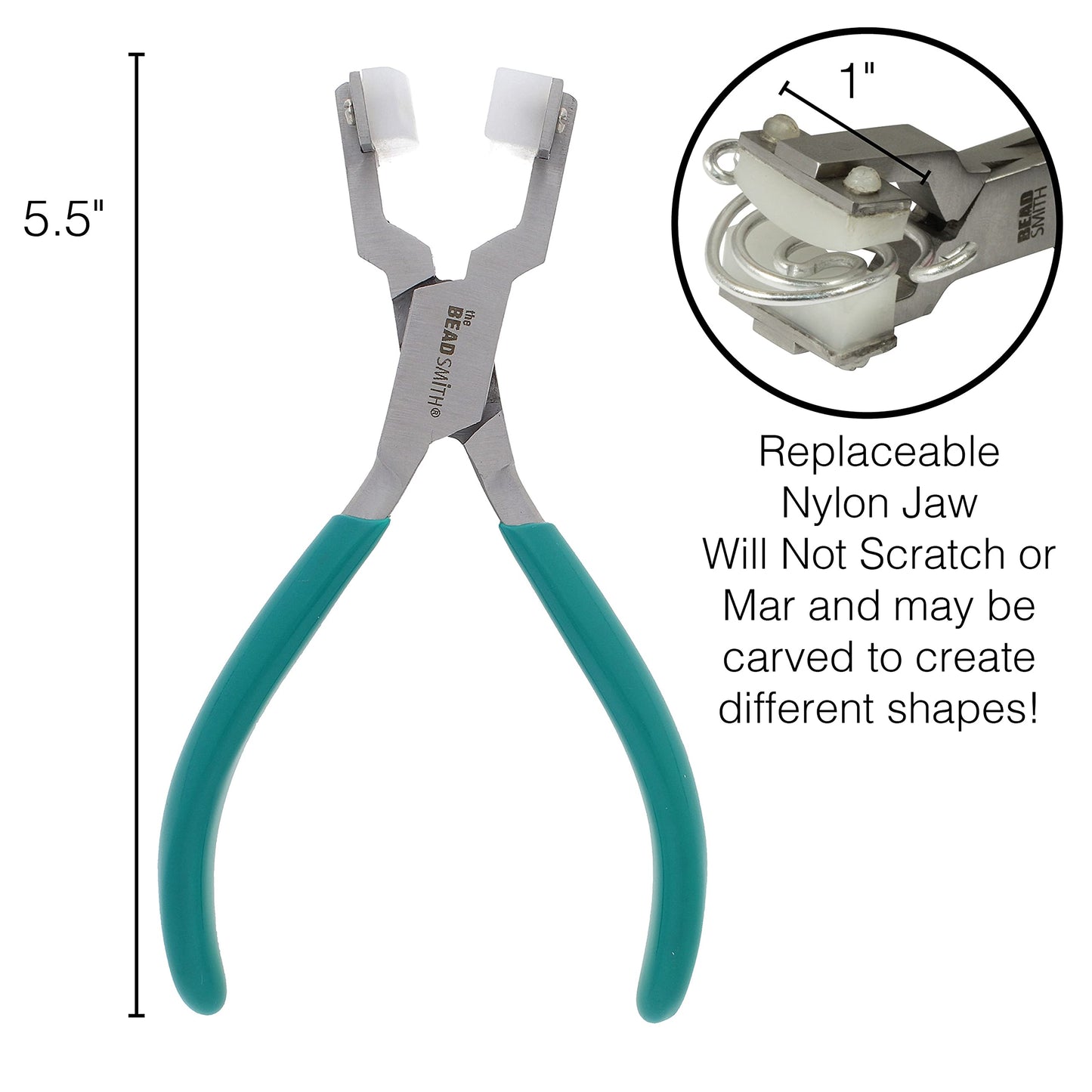 Beadsmith Nylon-Jaw Chain-Nose Pliers, Delicate Craft Tool